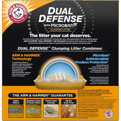 (4 pack) ARM & HAMMER Dual Defense with Microban Clumping Cat Litter for Multi-Cat Households, 14 lbs