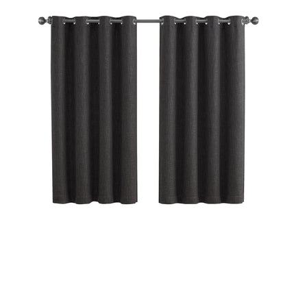 (2 pack) Better Homes & Gardens Solid Woven Textured Grommet Blackout Curtain Panel, 1-Piece, Black, 50" W x 63" L