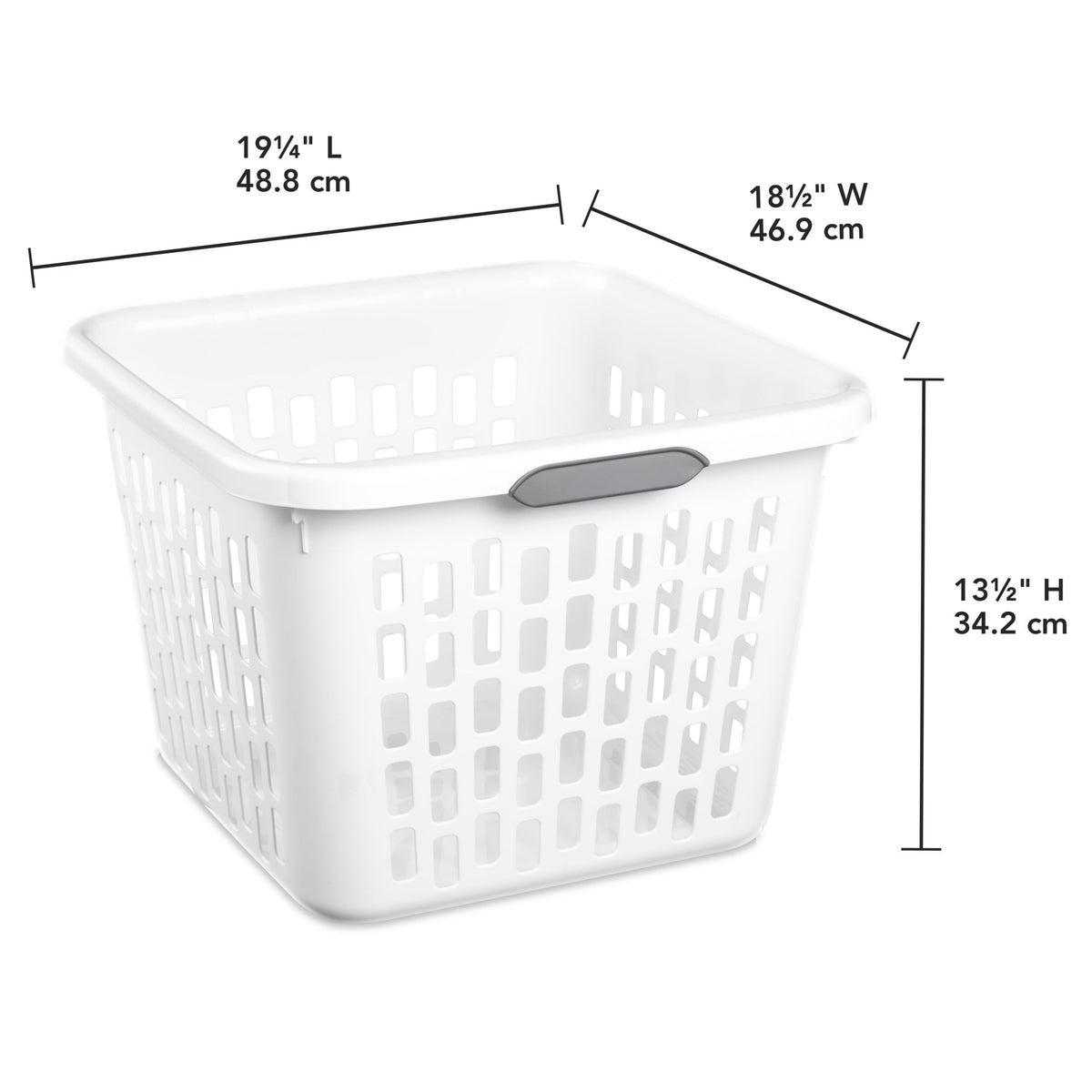 Sterilite Small 1.5 Bushel Square Plastic Laundry Basket with 2 Comfort Grip Handles, White, 6 Pack