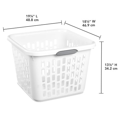Sterilite Small 1.5 Bushel Square Plastic Laundry Basket with 2 Comfort Grip Handles, White, 6 Pack