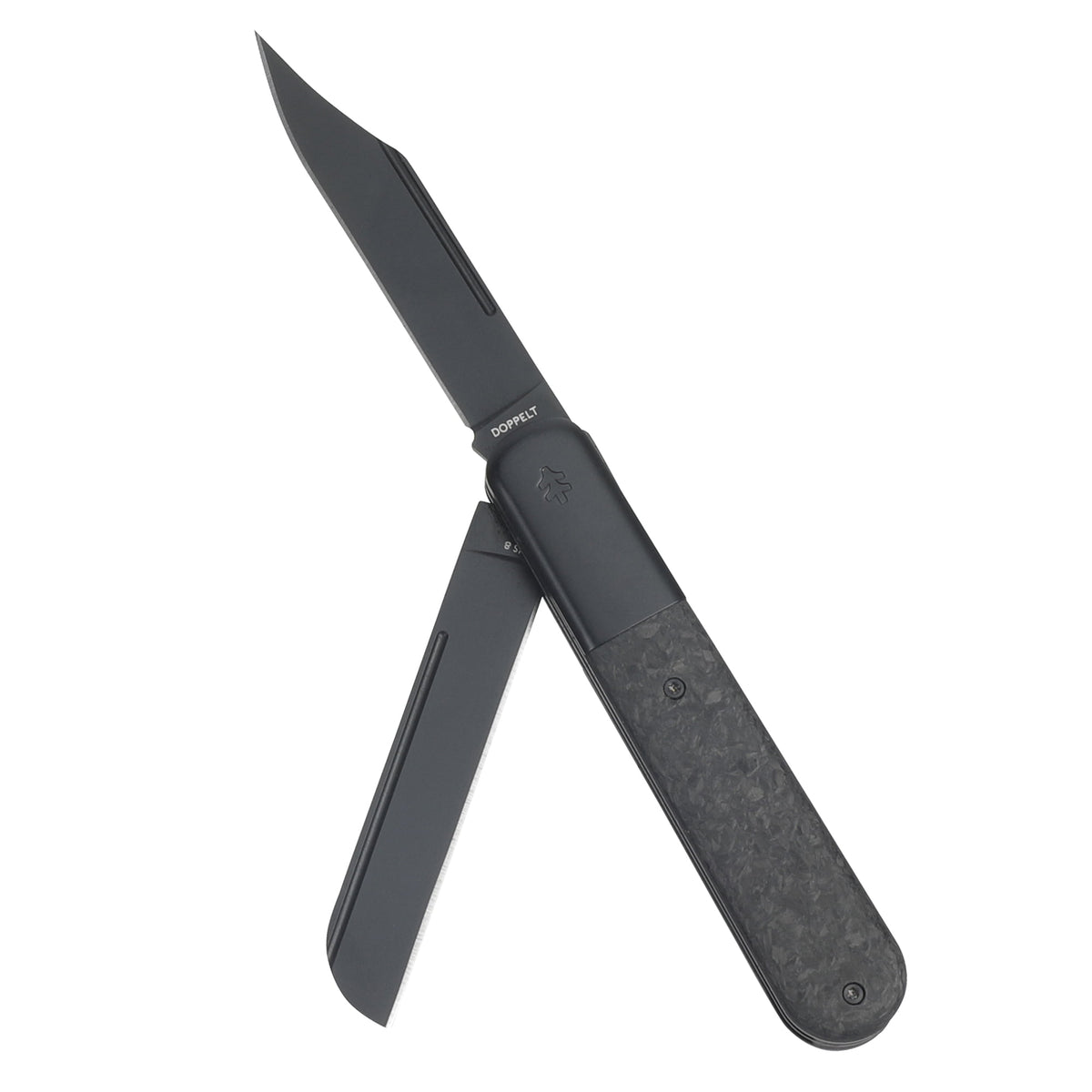 Swiss Tech Barlow Double Bladed Pocket Knife, Trapper, AUS-8, Carbon Fiber Handle, Slip Joint