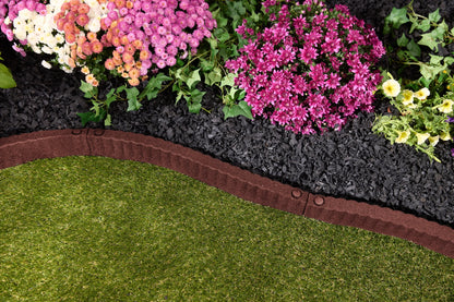 Expert Gardener 2' x 3" Red Recycled Rubber Garden Border Landscape Edging - 8 Pack