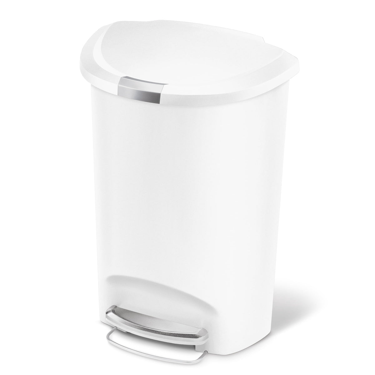 simplehuman Kitchen Trash Can, 13 Gallon Plastic Step Garbage Bin with Secure Slide Lock, Soft Close Lid, Gray