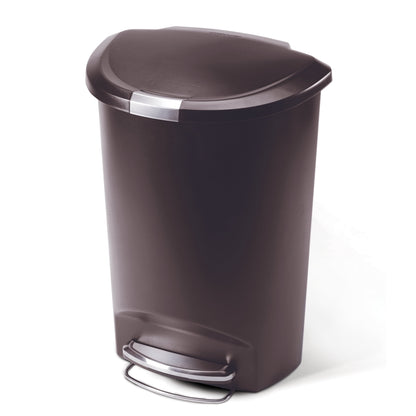 simplehuman Kitchen Trash Can, 13 Gallon Plastic Step Garbage Bin with Secure Slide Lock, Soft Close Lid, Gray