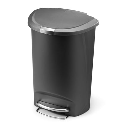 simplehuman Kitchen Trash Can, 13 Gallon Plastic Step Garbage Bin with Secure Slide Lock, Soft Close Lid, Gray