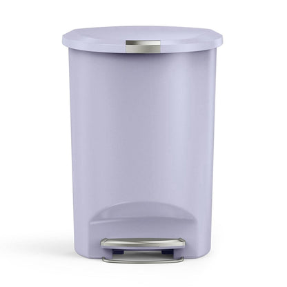 simplehuman Kitchen Trash Can, 13 Gallon Plastic Step Garbage Bin with Secure Slide Lock, Soft Close Lid, Gray